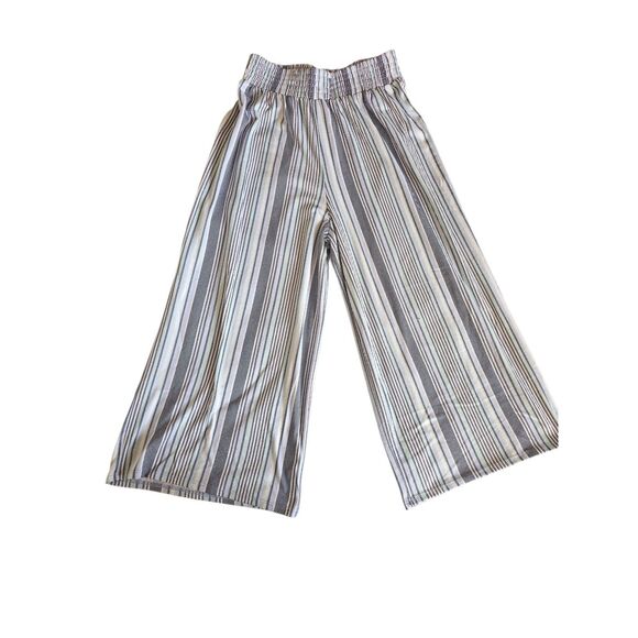 Chic Wide-Leg Striped Pants – Lightweight, Flowy Fit, Elastic Waist Girls Large - Picture 1 of 5